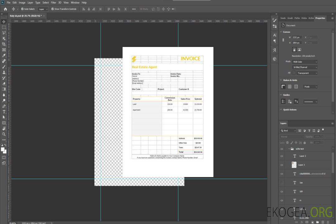 Facture de l'agent immobilier template Facture de l'agent immobilier template
